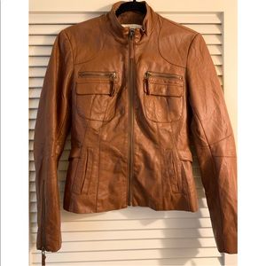 Chestnut Brown Faux Leather Jacket